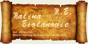 Malina Biolanović vizit kartica
